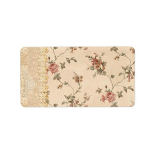 Etiqueta padrão rosa de vitoriano de primavera romance