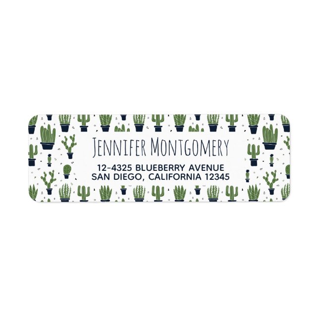 Etiqueta Padrão Rustic Dark Green Cactus Desert (Frente)