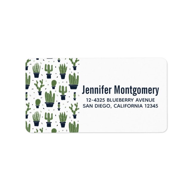 Etiqueta Padrão Rustic Dark Green Cactus Desert (Frente)