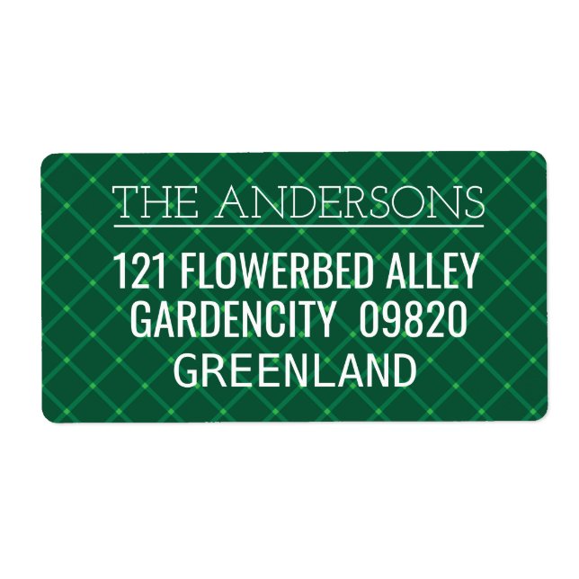 Etiqueta Padrão tradicional de xadrez verde-escura (Frente)