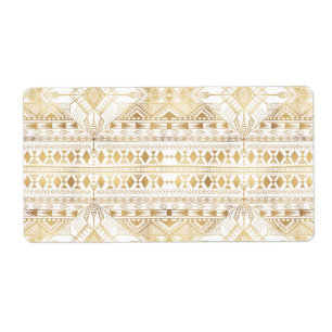 Etiqueta Padrão Trendy Dourado Geométrico Tribal Aztec