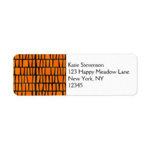 Etiqueta Padrão tribal africano laranja e preto