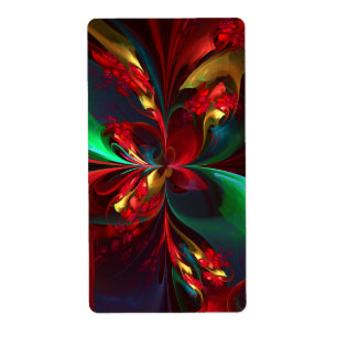 Etiqueta Padrão Verde Vermelho Abstrato Floral Moderno #11