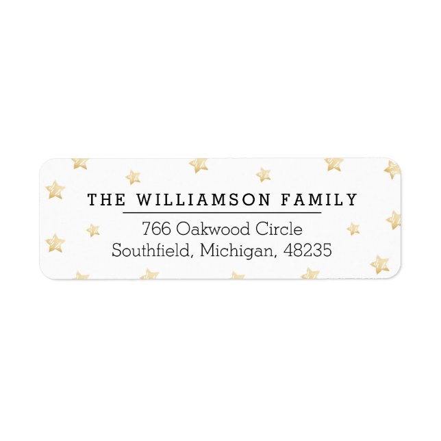 Etiqueta Padrões Dourados mágicos de chic e noites estrelad (Frente)