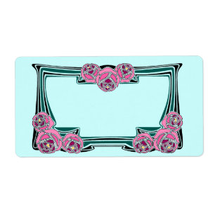 Etiqueta painel rosa de arte deco