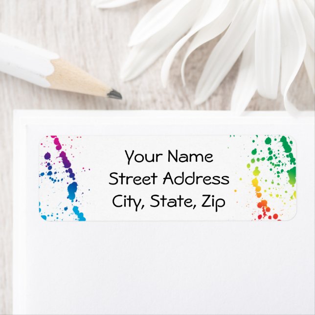 Etiqueta [Paint Splatter] Abstrato Moderno Branco (Insitu)