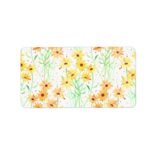 Etiqueta Painting of yellow echinacea flowers