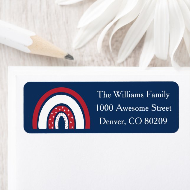 Etiqueta País Patriótico do Arco-Íris Americano Azul Branco (Insitu)