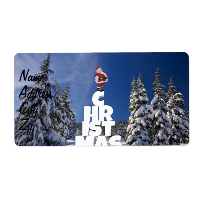 Etiqueta Paisagem de inverno de Natal (Frente)