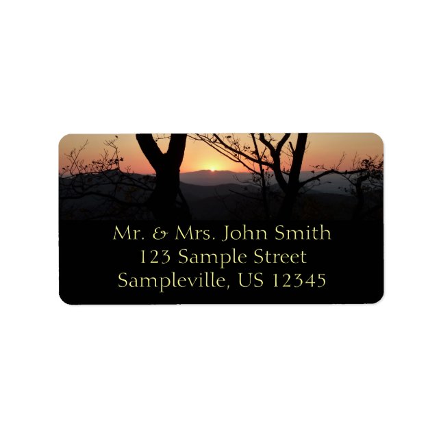 Etiqueta Paisagem Nacional do Parque Sunset Shenandoah (Frente)