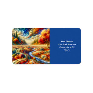 Etiqueta Paisagem Surreal Fantasy Cute Checked