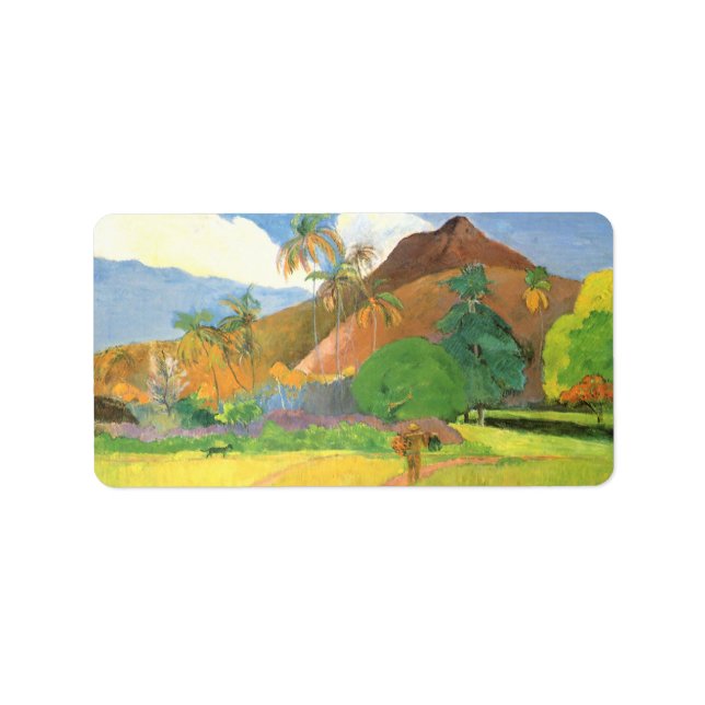 Etiqueta Paisagem Taitiana, Montanhas Tahiti, Paul Gauguin (Frente)