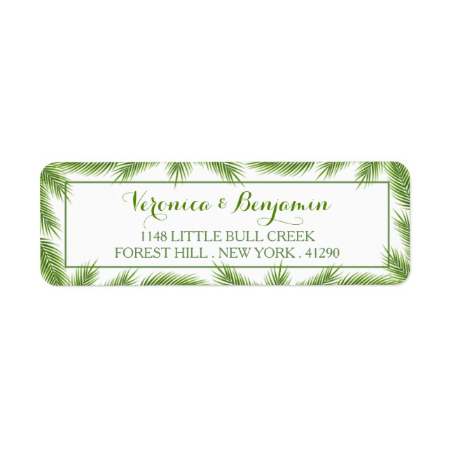 Etiqueta Palm Deixa Casamento De Praia Tropical (Frente)