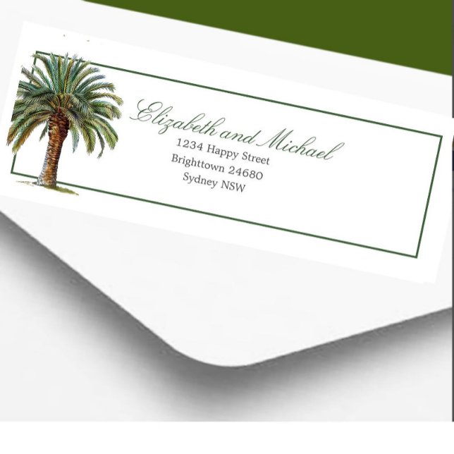 Etiqueta Palm Tree Elegant Modern Chic Wedding (Criador carregado)