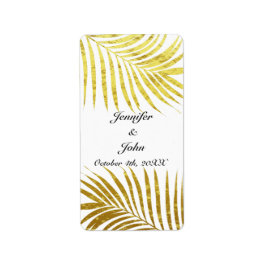 Etiqueta Palm Tree Foliage Gold Foil Deixa Branco Casado