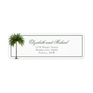 Etiqueta Palm Tree Modern Elegante Casamento Chic