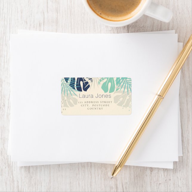 Etiqueta Palmas Tropicais de Pastel Artista Design visual (Insitu)