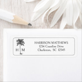 Etiqueta Palmeira Palmetto Costeira Preto e Branco Monogram