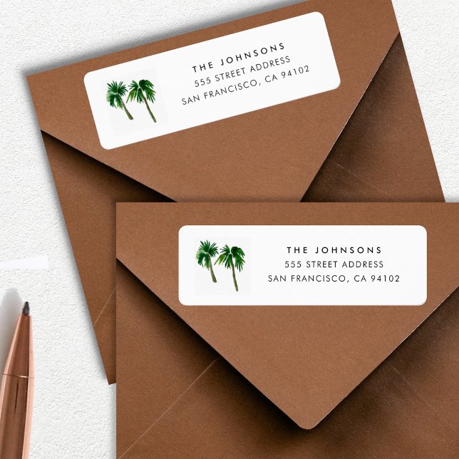 Etiqueta Palmeiras tropicais de aquarelas (Criador carregado)