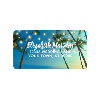 Etiqueta Palms Tropical Beach Luzes RSVP Endereço de devolu