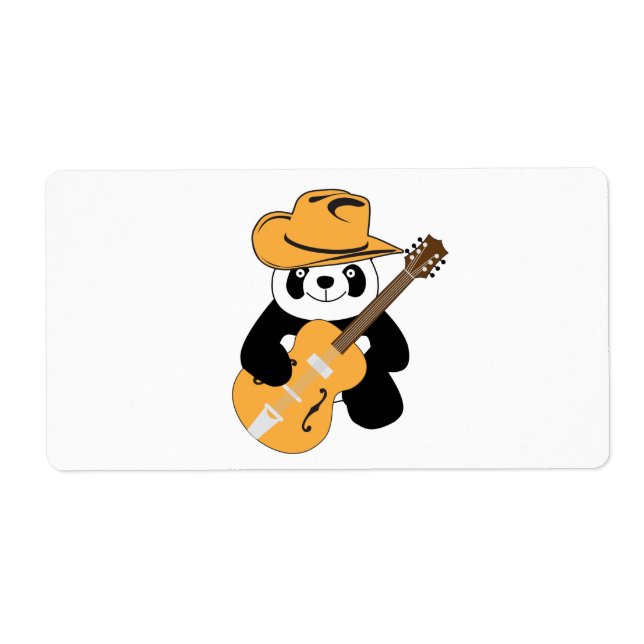 Etiqueta Panda engraçada com guitarra (Frente)