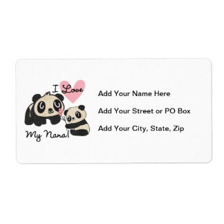 Etiqueta Pandas eu amo minha Nana
