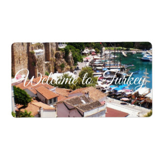 Etiqueta Panorama da cidade antiga Kaleici de Antalya