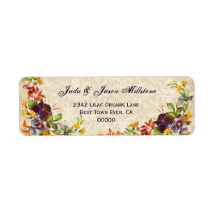 Etiqueta Pansies do vintage que Wedding o fundo DE CREME