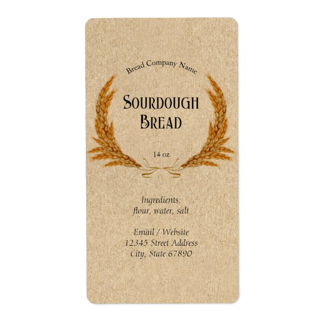 Etiqueta Pão Caseiro Rústico Trigo Coroa Comida (Frente)