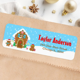 Etiqueta Pão de Natal Casa Azul e Vermelho