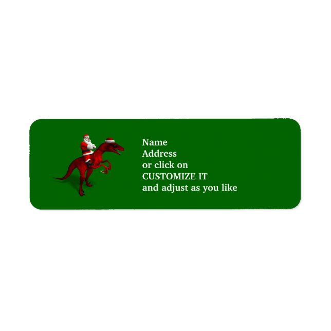 Etiqueta Papai Noel Andando Um Dinossauro (Frente)