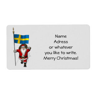Etiqueta Papai Noel com a bandeira da suecia