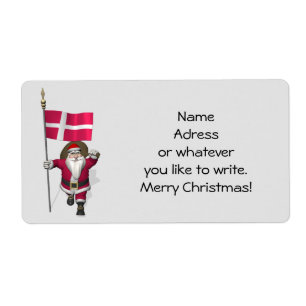 Etiqueta Papai Noel com a bandeira de Dinamarca Dannebrog