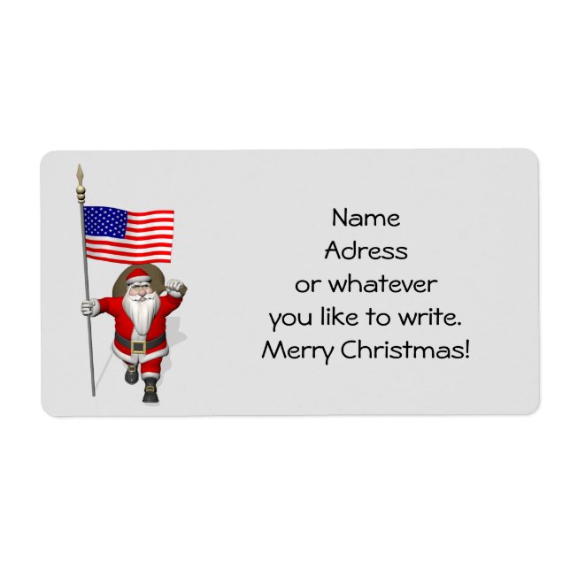 Etiqueta Papai Noel com a bandeira dos EUA (Frente)