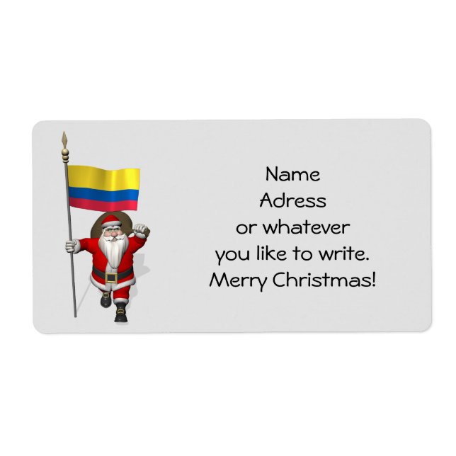 Etiqueta Papai Noel Com Alferes Da Colômbia (Frente)