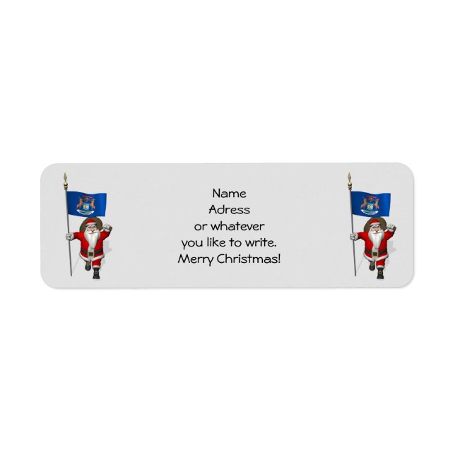 Etiqueta Papai Noel Com Alferes De Michigan (Frente)
