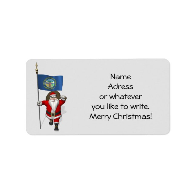 Etiqueta Papai Noel Com Bandeira De Nebraska (Frente)