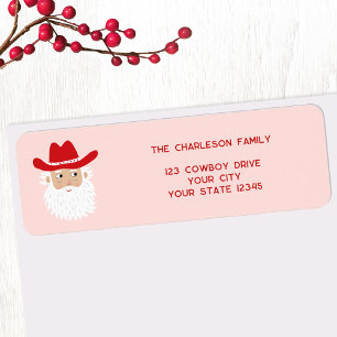 Etiqueta Papai Noel Cowboy Natal Rosa Endereço de Retorno