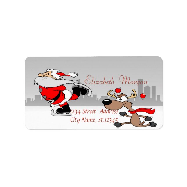 Etiqueta Papai Noel e Rena Caprichosos de Natal (Frente)