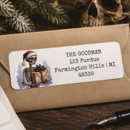 Etiqueta Papai Noel Esqueleto Gótico de Natal
