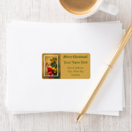 Etiqueta Papai Noel Subindo na Árvore de Natal - Vintage