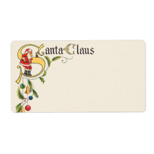 Etiqueta Papai Noel Vintage, Borda Decorativa de Natal