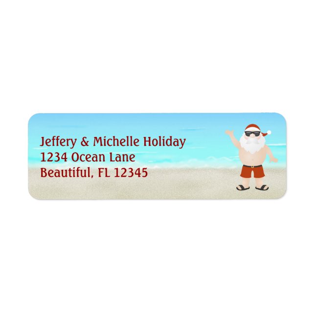 Etiqueta Papais noeis bonitos no Natal da Praia Endereço (Frente)