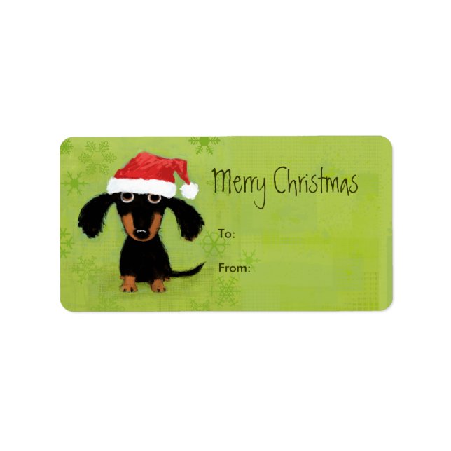 Etiqueta Papais noeis Dachshund Christmas Peel-n-Stick Gift (Frente)