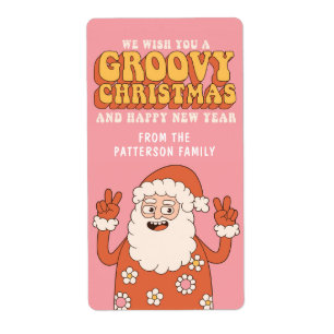 Etiqueta Papais noeis de Feliz de Natal Engraçado Retro Hip