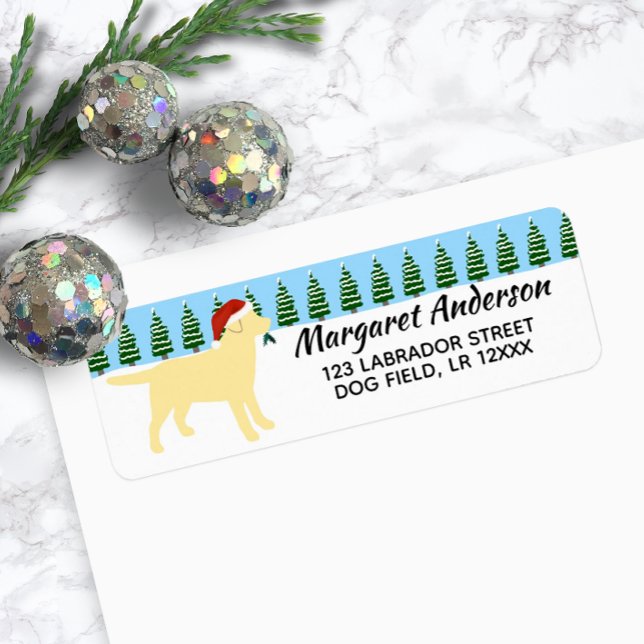 Etiqueta Papais noeis de Natal do Labrador Amarelo Endereço (Yellow Labrador Christmas Santa Design Return Address Label for Labrador Owners.)
