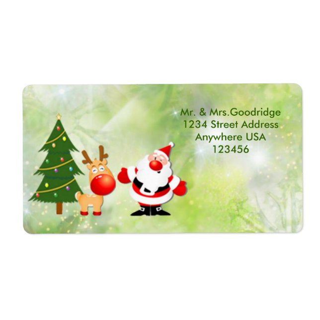 Etiqueta Papais noeis de Natal e Rudolf (Frente)