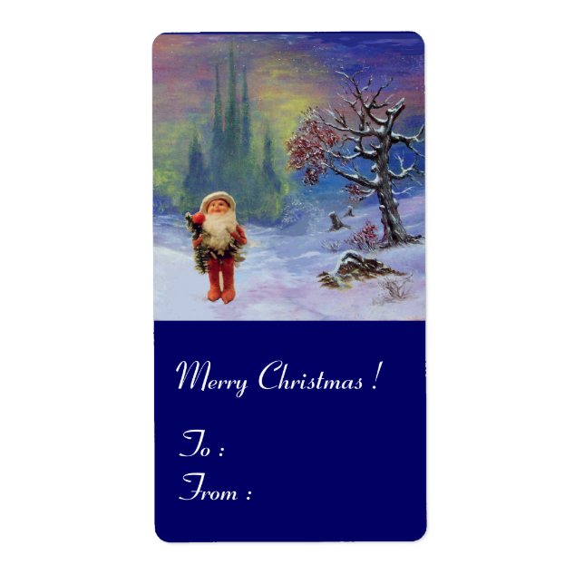 Etiqueta PAPAIS NOEIS DO Natal Azul Feriado de inverno (Frente)