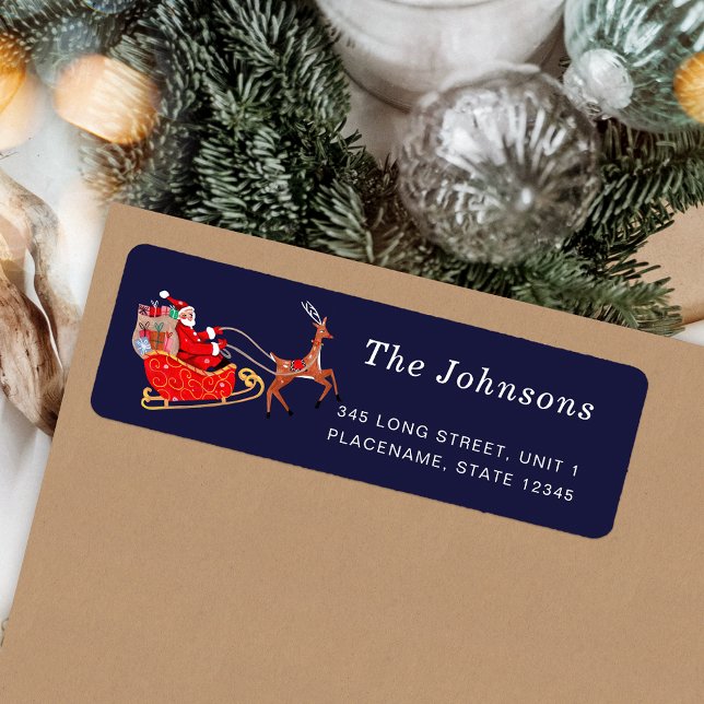 Etiqueta Papais noeis e Reindeer bonitos no Natal (Cute Santa & Reindeer Christmas Label)