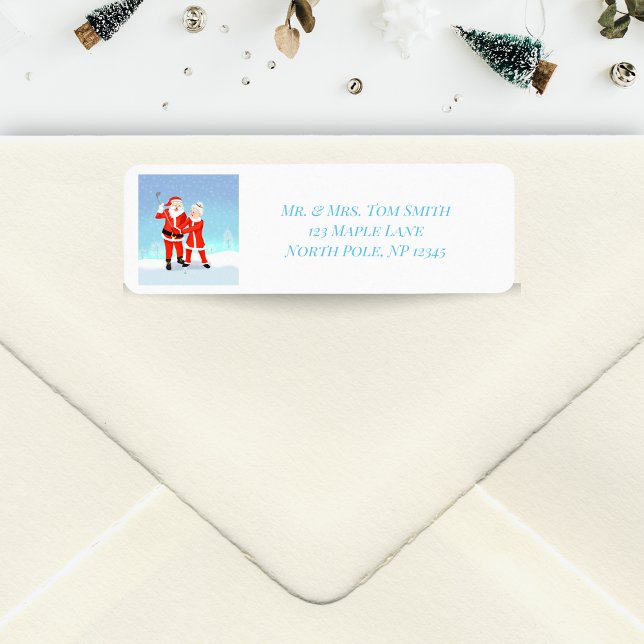 Etiqueta Papais noeis e Sra. Claus Golf Swing (A cute addition to your holiday envelopes! )